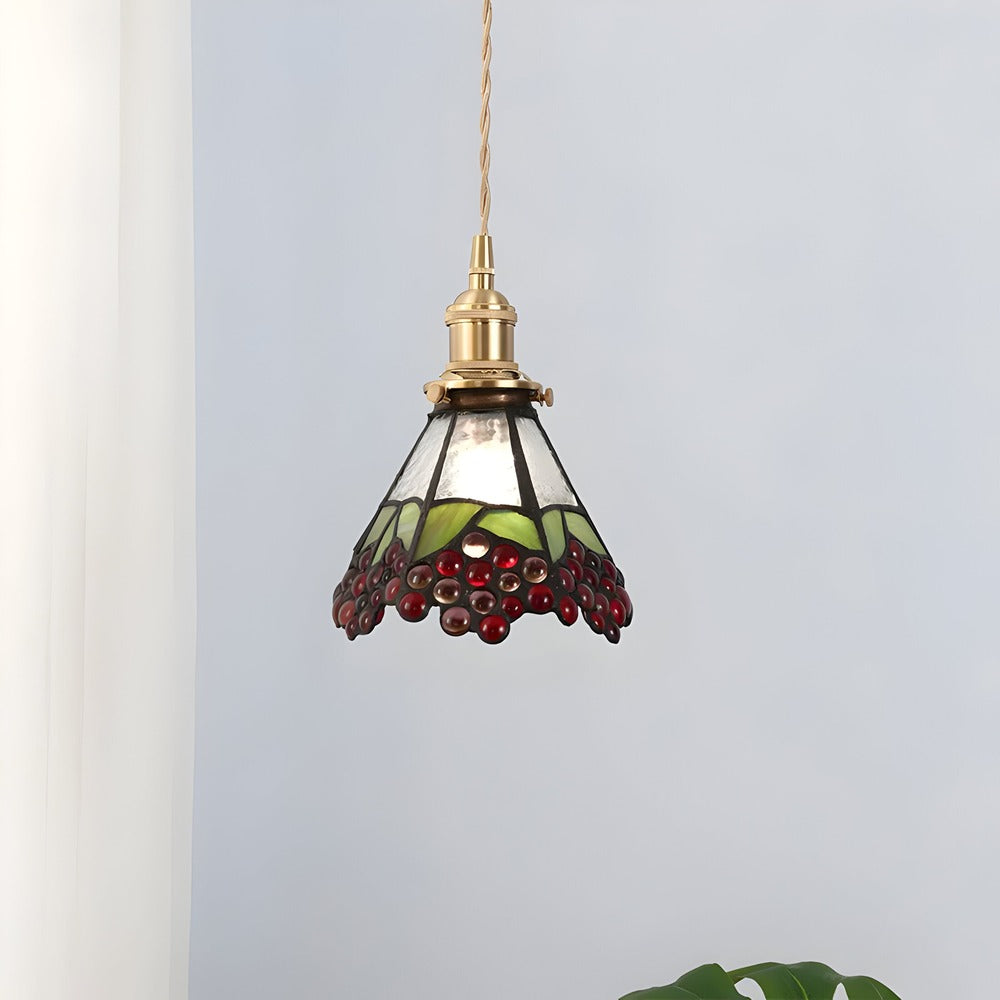 IllumaStyle – Lampada a sospensione retro giapponese in vetro di rame geometrico