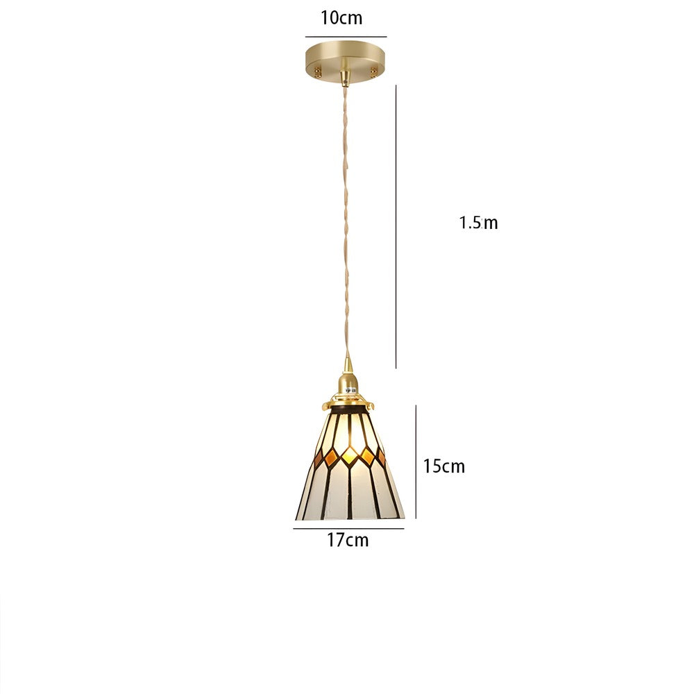 IllumaStyle – Lampada a sospensione retro giapponese in vetro di rame geometrico