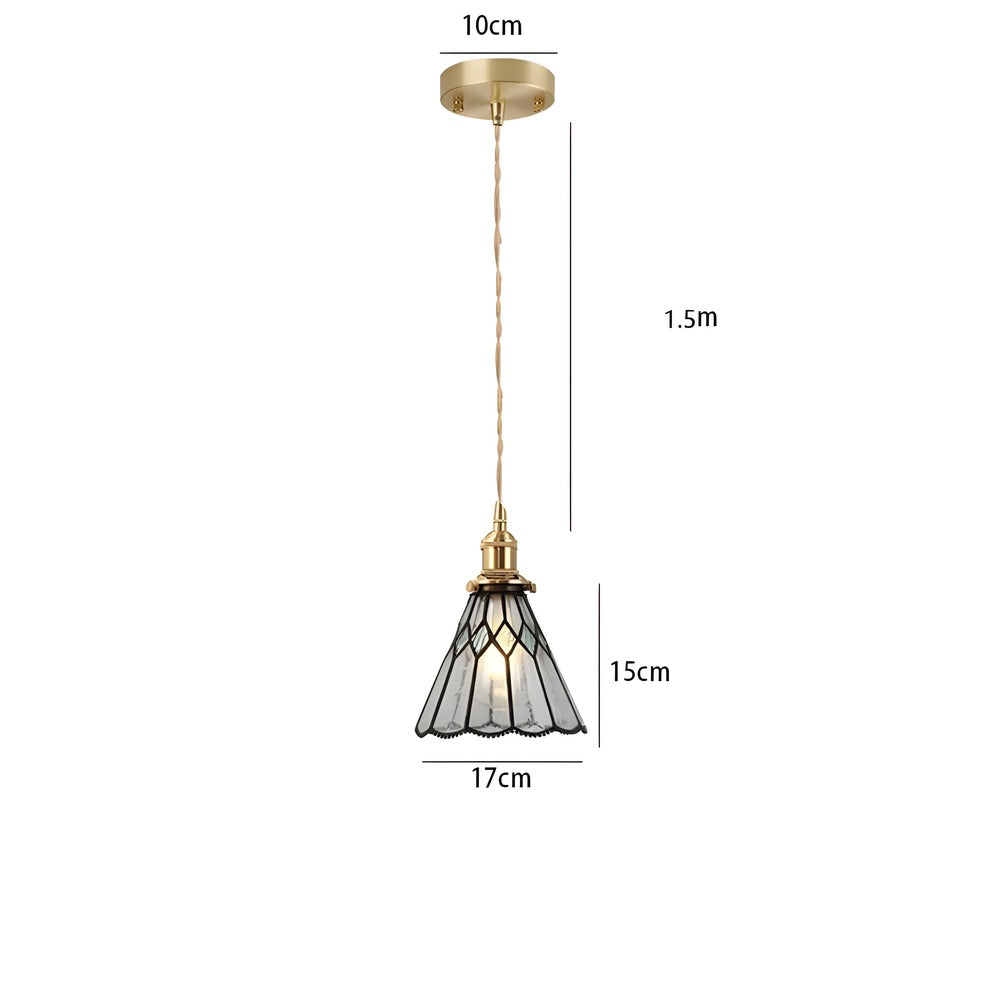 IllumaStyle – Lampada a sospensione retro giapponese in vetro di rame geometrico