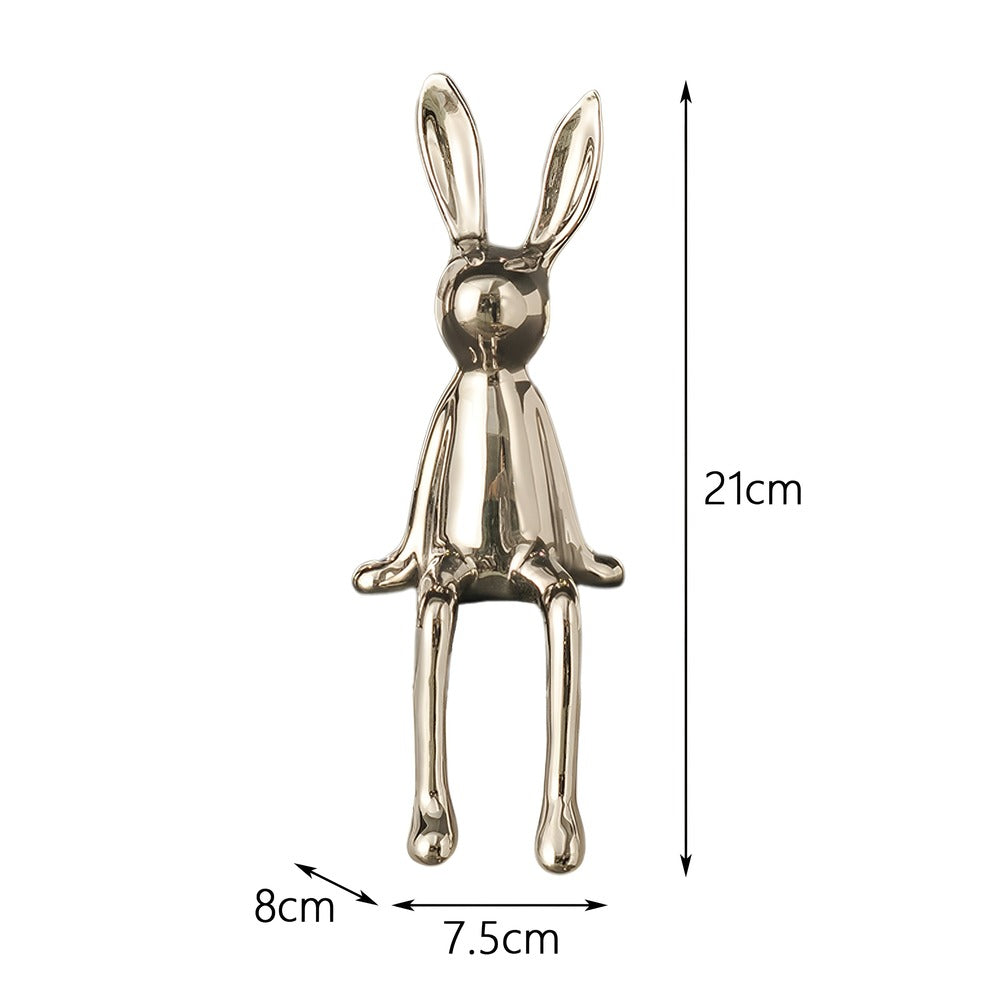 GlimmerHare – Figura di Ceramica Dorata per Mensola e Tavolo