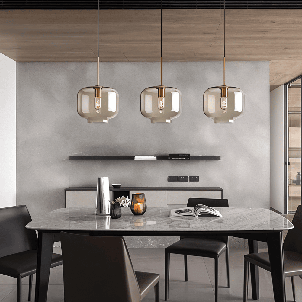 Clairon – Lampada a sospensione in vetro trasparente con design industriale per soffitti
