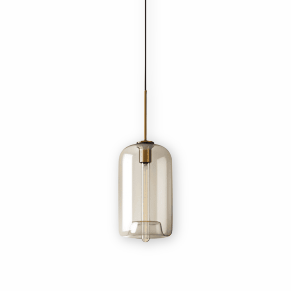 Clairon – Lampada a sospensione in vetro trasparente con design industriale per soffitti