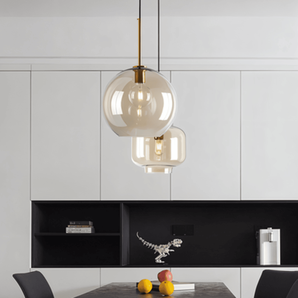 Clairon – Lampada a sospensione in vetro trasparente con design industriale per soffitti