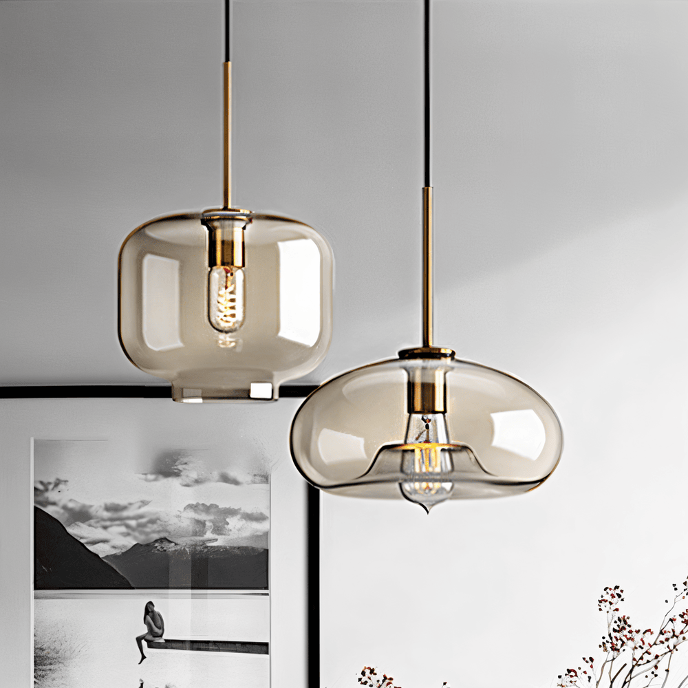 Clairon – Lampada a sospensione in vetro trasparente con design industriale per soffitti