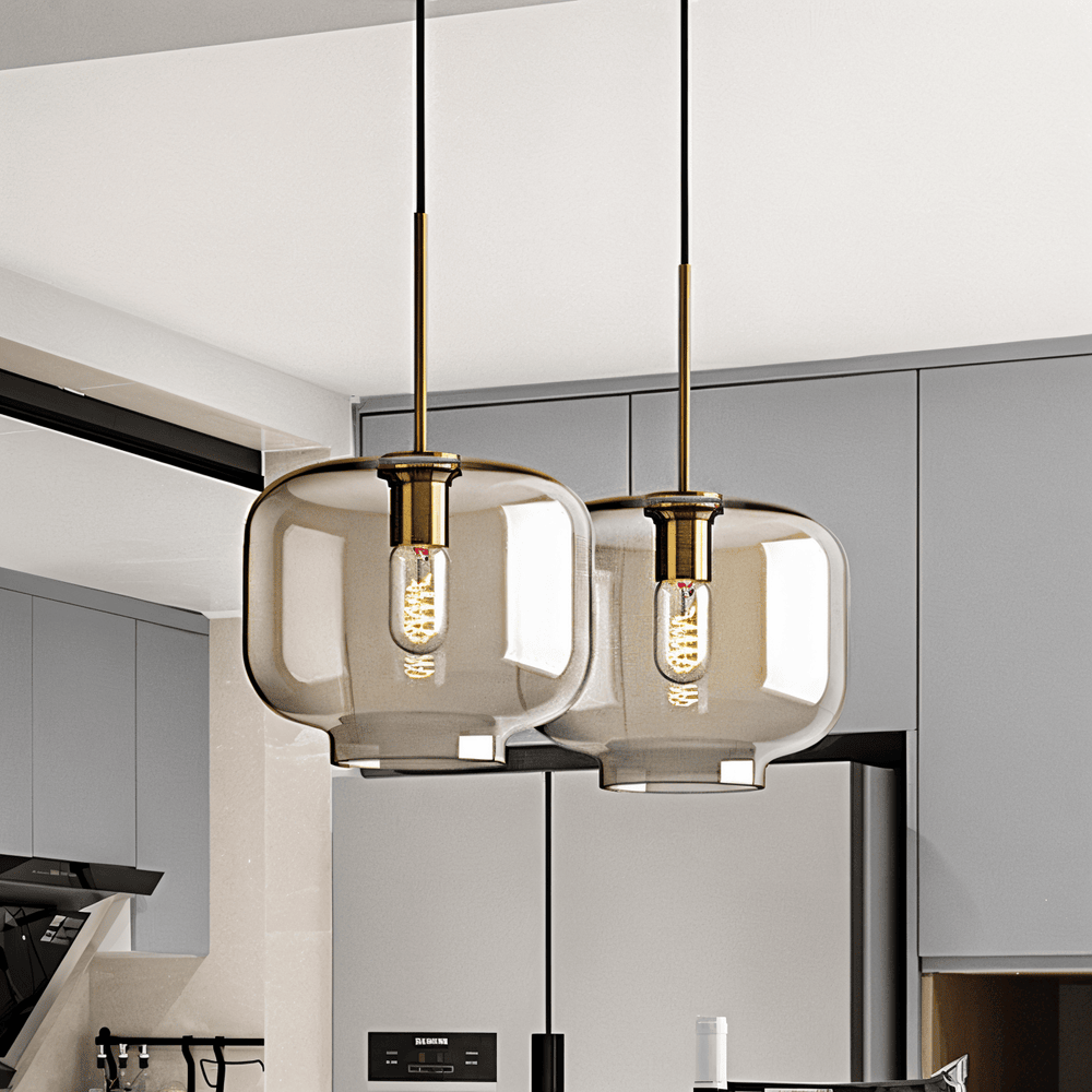 Clairon – Lampada a sospensione in vetro trasparente con design industriale per soffitti