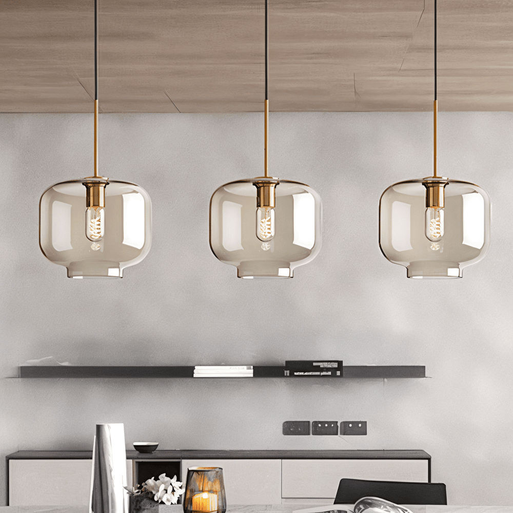 Clairon – Lampada a sospensione in vetro trasparente con design industriale per soffitti