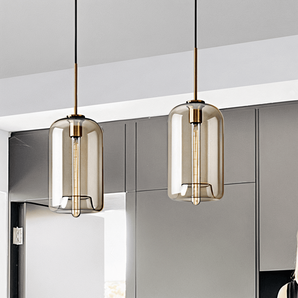 Clairon – Lampada a sospensione in vetro trasparente con design industriale per soffitti