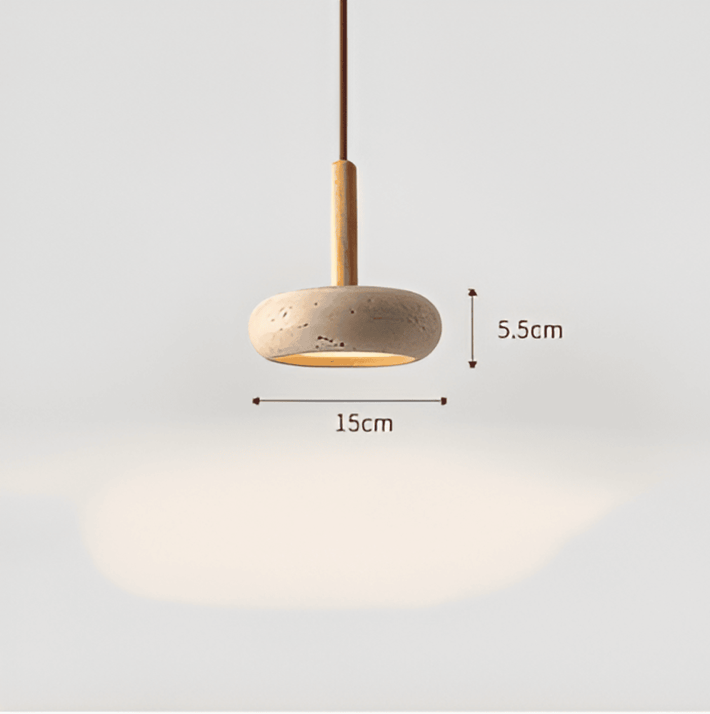 CreamTravertine – Lampada a sospensione naturale in travertino e legno