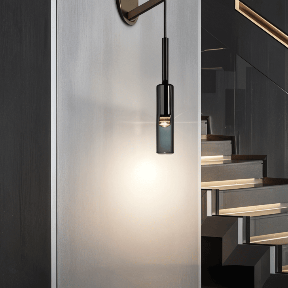SmokyGlow – Applique da Parete Grigio Cristallo | Design Minimalista in Vetro Fumè con Illuminazione LED Calda