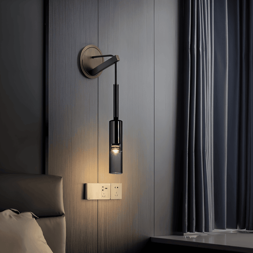 SmokyGlow – Applique da Parete Grigio Cristallo | Design Minimalista in Vetro Fumè con Illuminazione LED Calda