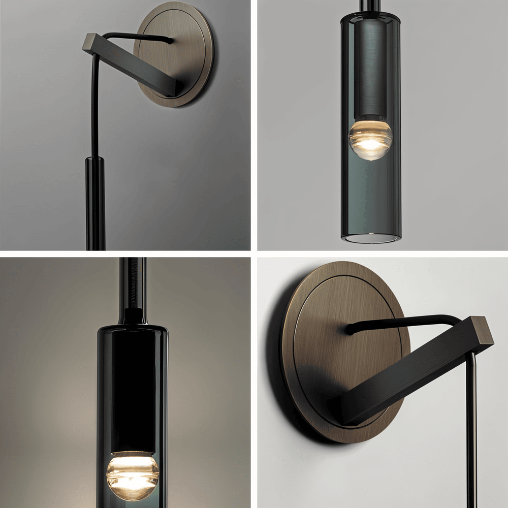 SmokyGlow – Applique da Parete Grigio Cristallo | Design Minimalista in Vetro Fumè con Illuminazione LED Calda