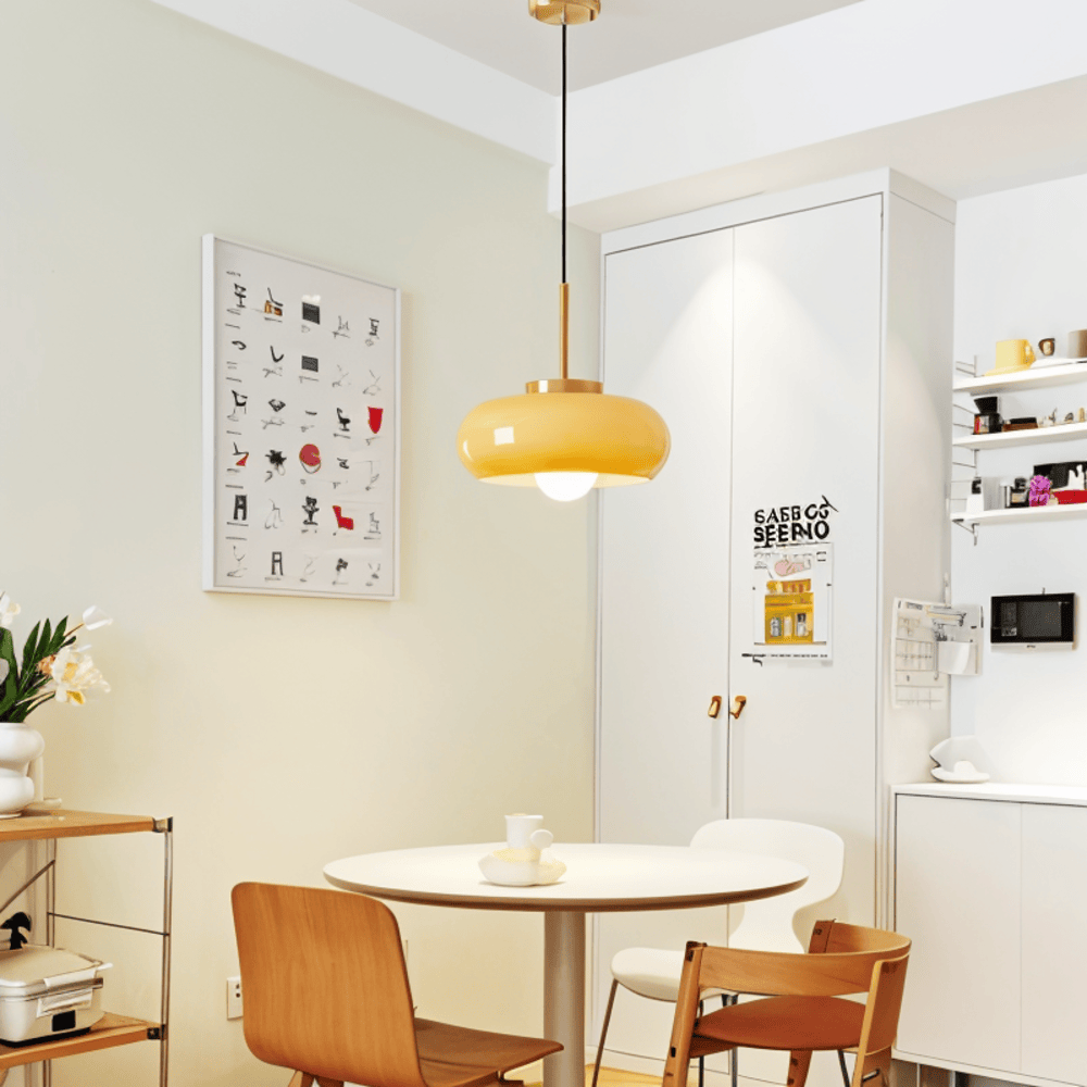 CopperDome – Lampada a sospensione retro Bauhaus in vetro e rame
