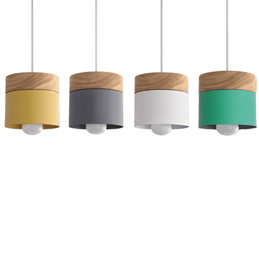Cylinder Chic – Lampada a Sospensione in Metallo e Legno Caldo