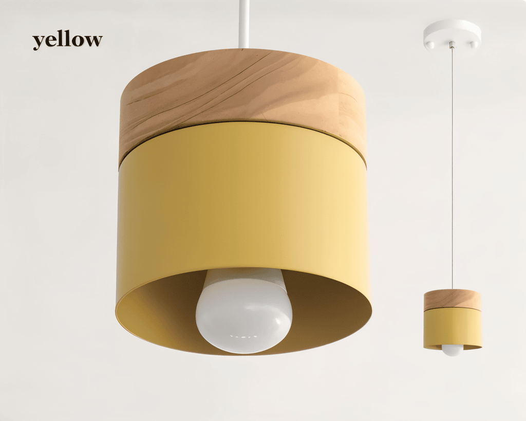 Cylinder Chic – Lampada a Sospensione in Metallo e Legno Caldo