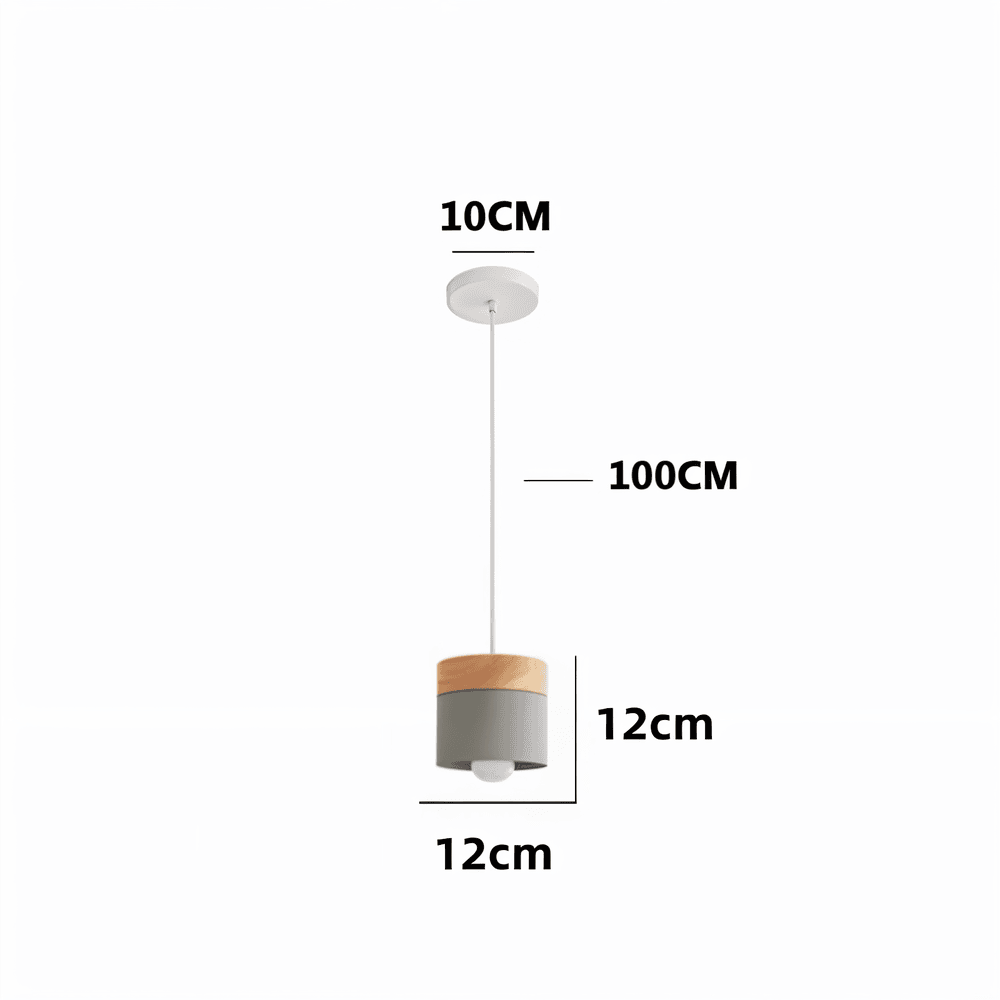 Cylinder Chic – Lampada a Sospensione in Metallo e Legno Caldo