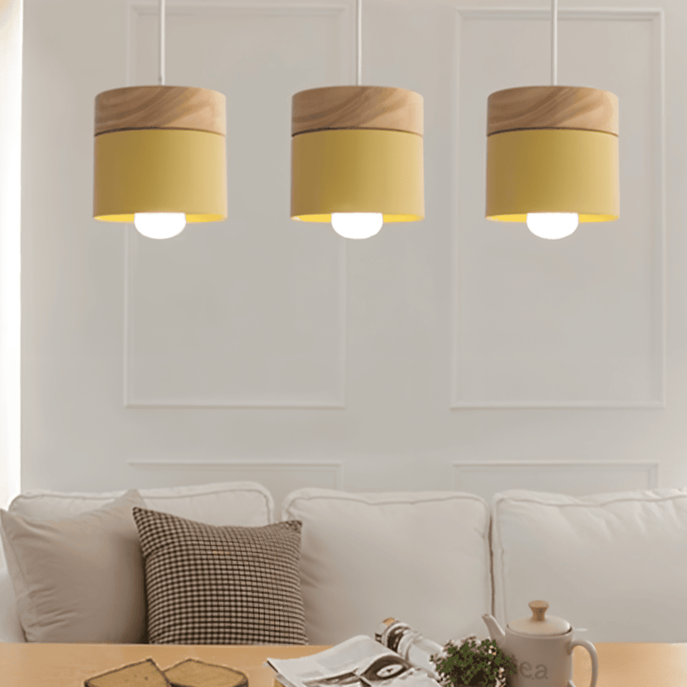 Cylinder Chic – Lampada a Sospensione in Metallo e Legno Caldo