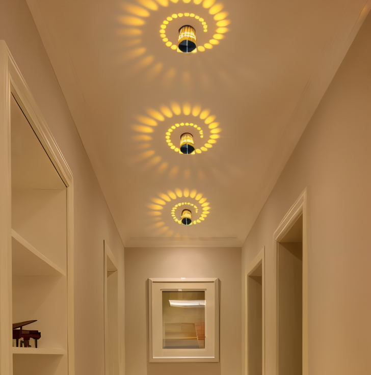 SpiraGlow – Lampada a Muro LED Cilindrica con Effetti Spiraliformi Colorati