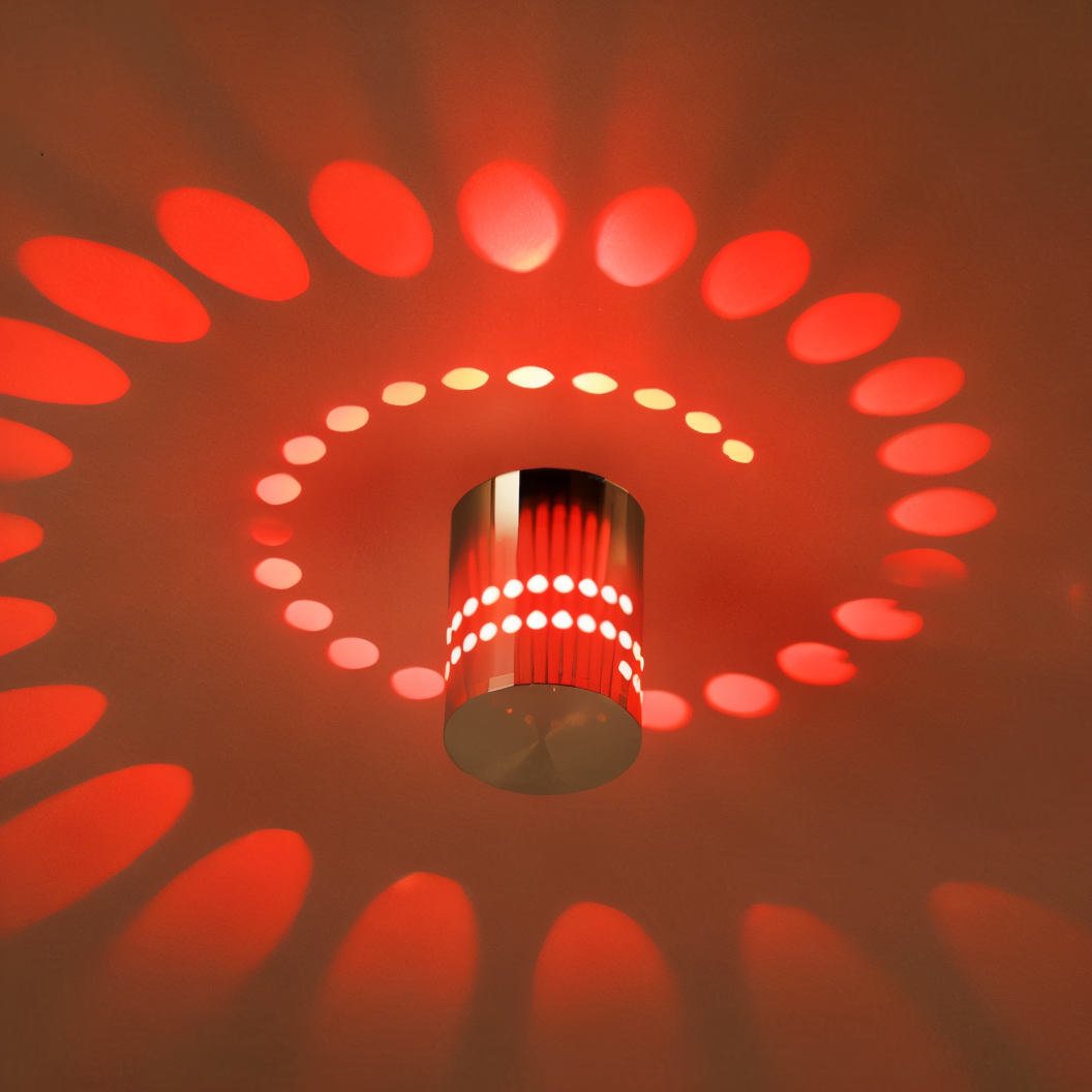 SpiraGlow – Lampada a Muro LED Cilindrica con Effetti Spiraliformi Colorati