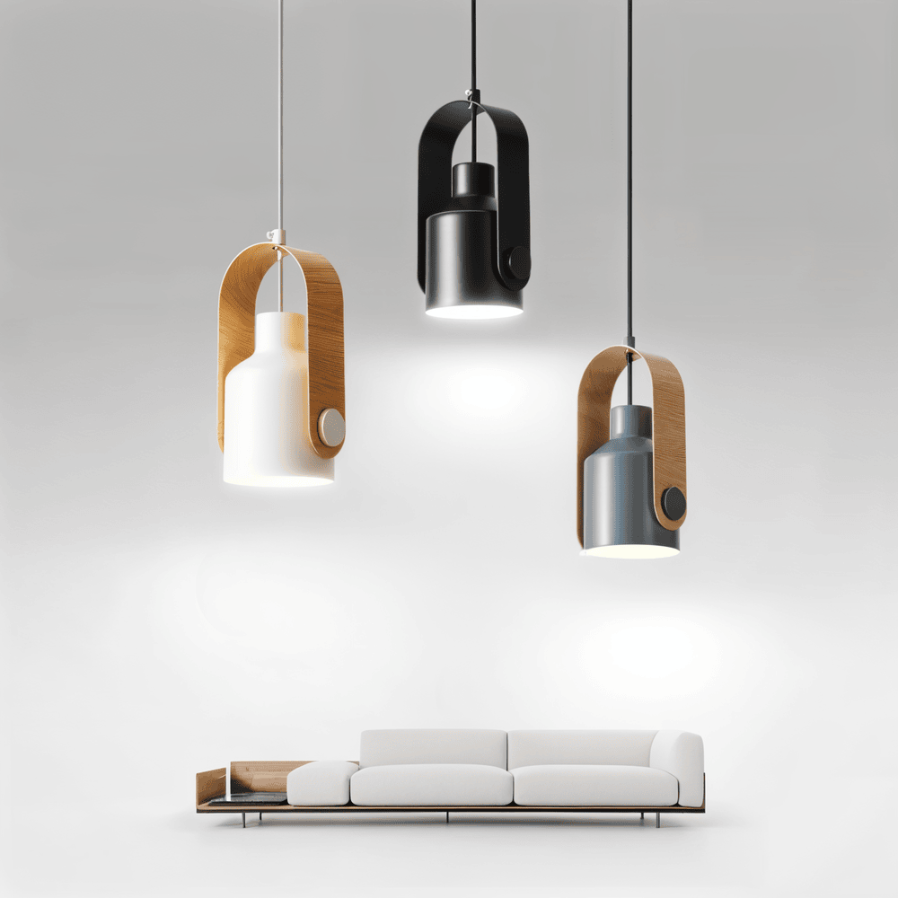 NordBeam – Sospensione in Metallo Regolabile con Dettagli in Legno