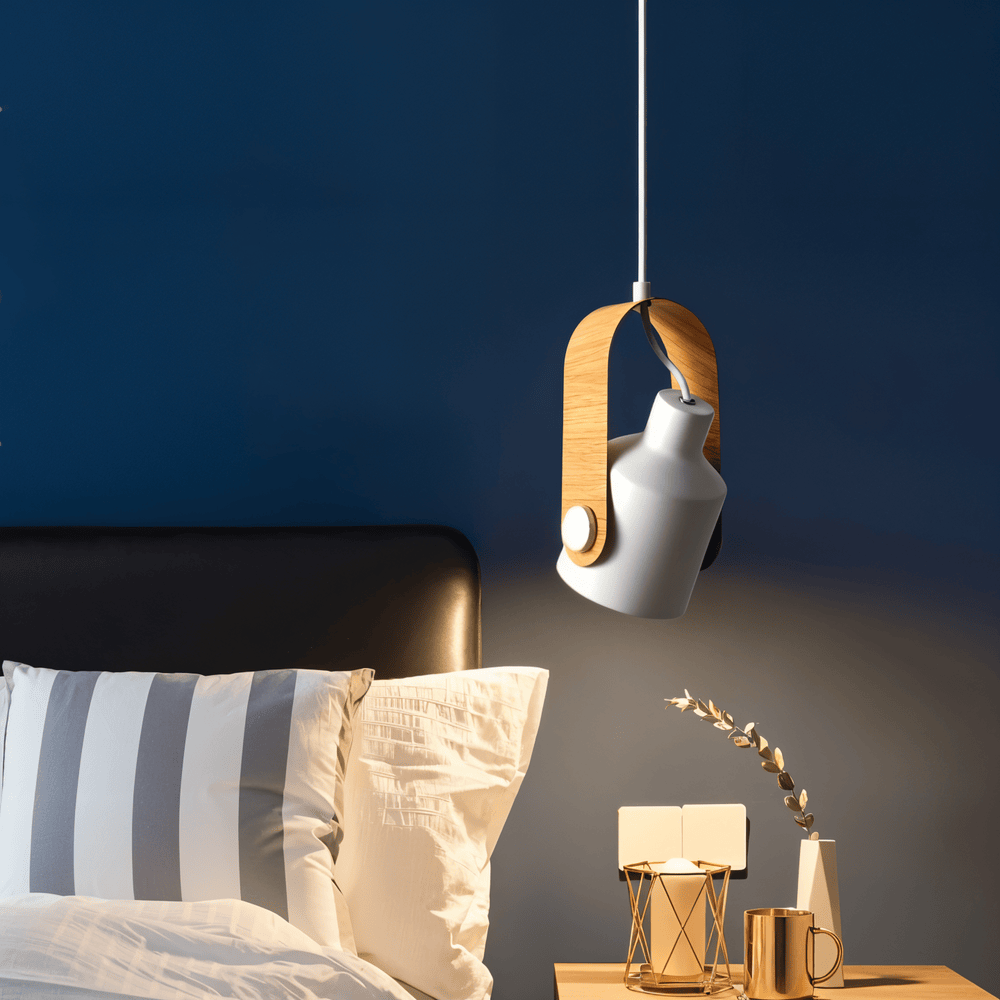 NordBeam – Sospensione in Metallo Regolabile con Dettagli in Legno
