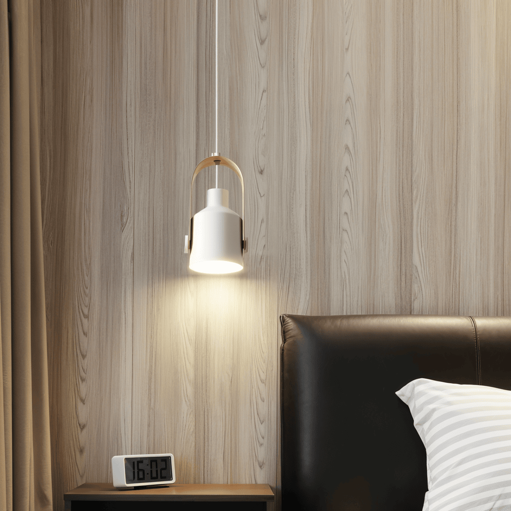 NordBeam – Sospensione in Metallo Regolabile con Dettagli in Legno