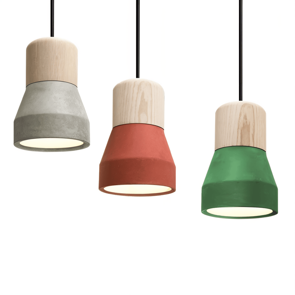 MixTint – Lampadario in Cemento con Bellissimi Inserti in Legno