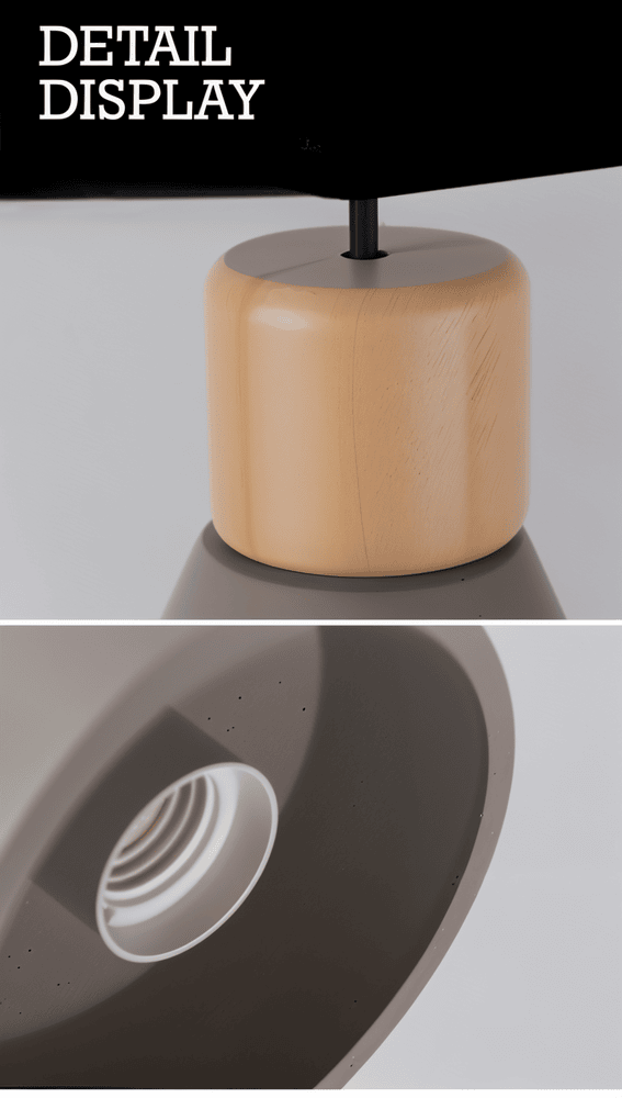 MixTint – Lampadario in Cemento con Bellissimi Inserti in Legno