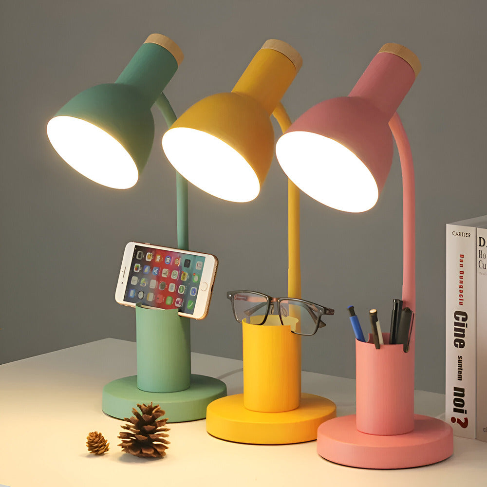 NordGlow – Lampada da Tavolo LED Moderna Nordica con Portapenne e Illuminazione Amica degli Occhi