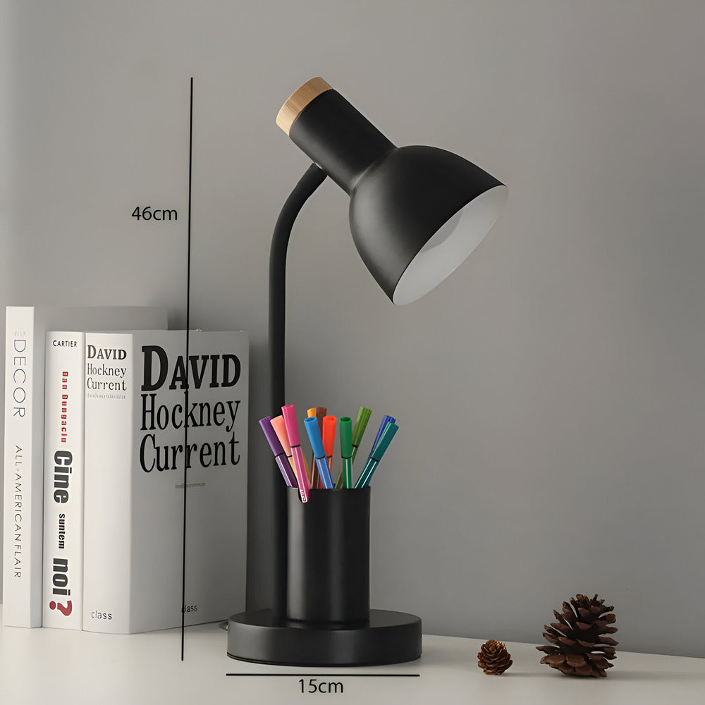 NordGlow – Lampada da Tavolo LED Moderna Nordica con Portapenne e Illuminazione Amica degli Occhi