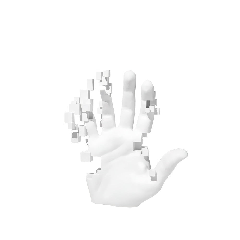 PixelPalm – Figura a Mano in Resina con Mosaico Astratto
