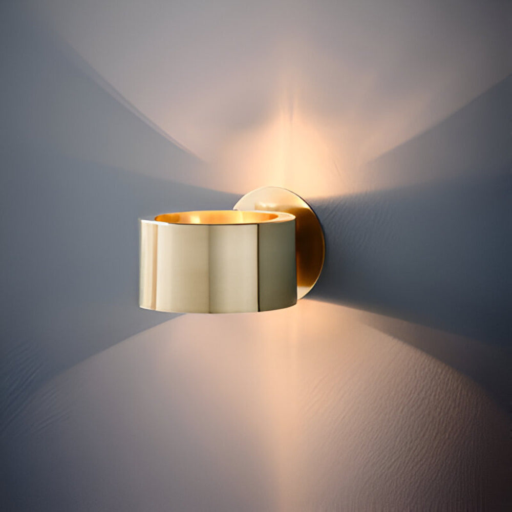 Aureo – Lampada da parete a tamburo in oro | Lampada da parete minimalista con design moderno