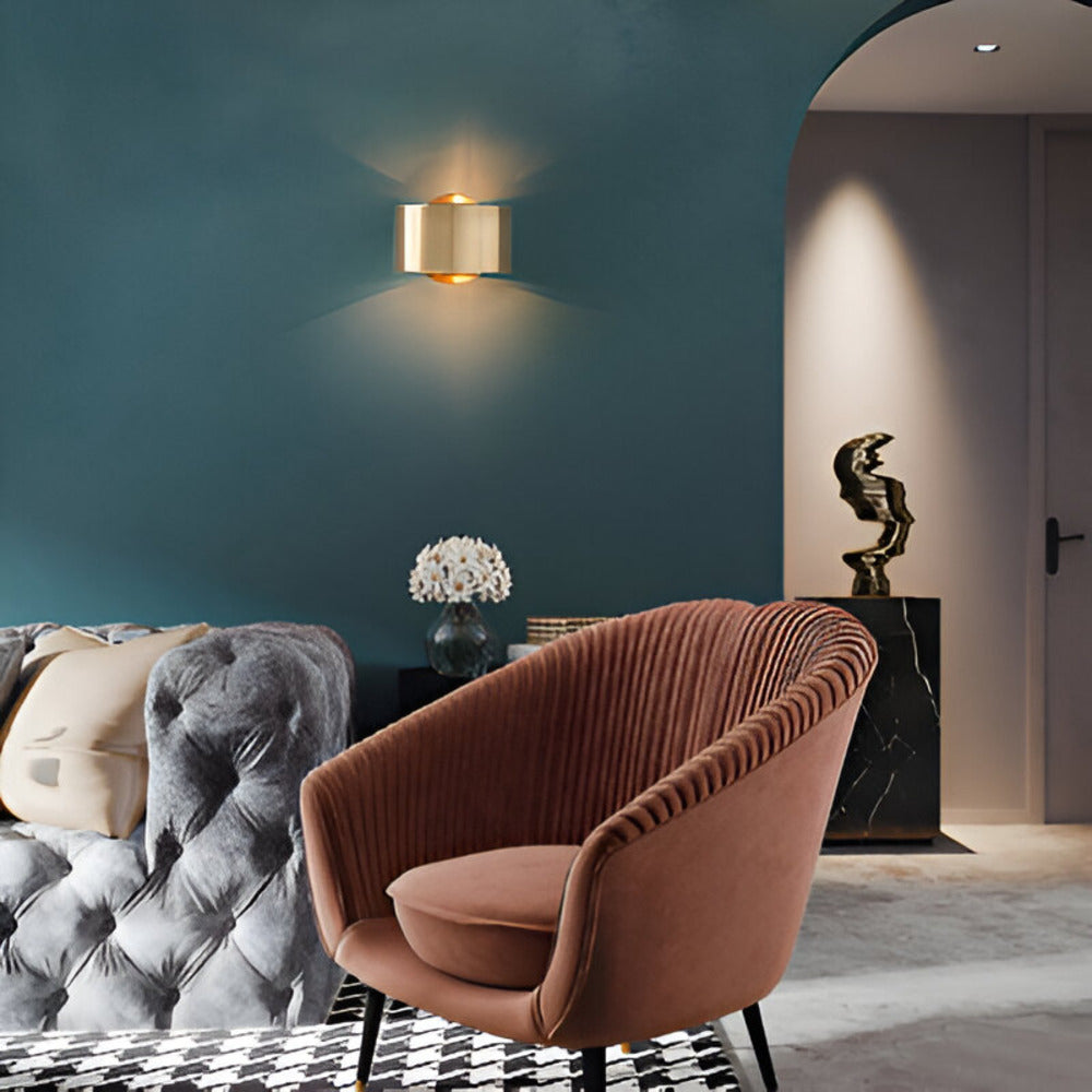 Aureo – Lampada da parete a tamburo in oro | Lampada da parete minimalista con design moderno
