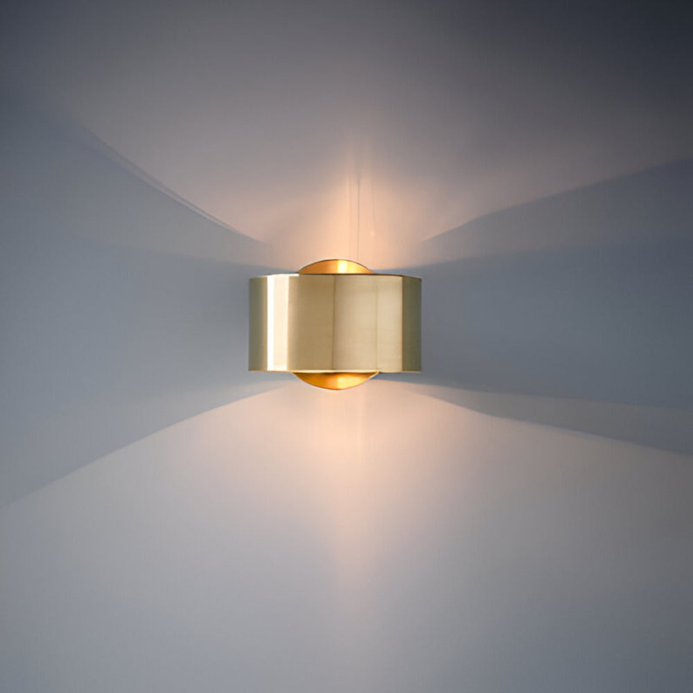 Aureo – Lampada da parete a tamburo in oro | Lampada da parete minimalista con design moderno