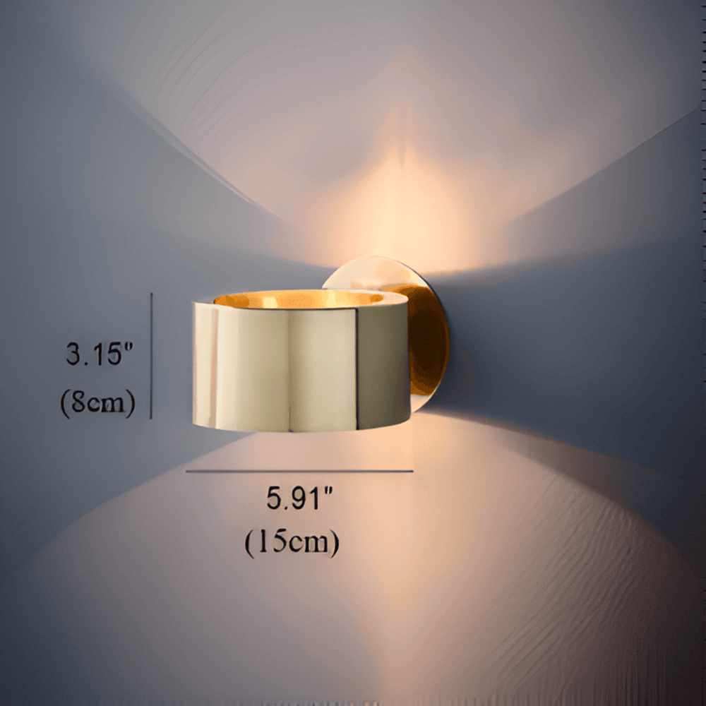 Aureo – Lampada da parete a tamburo in oro | Lampada da parete minimalista con design moderno