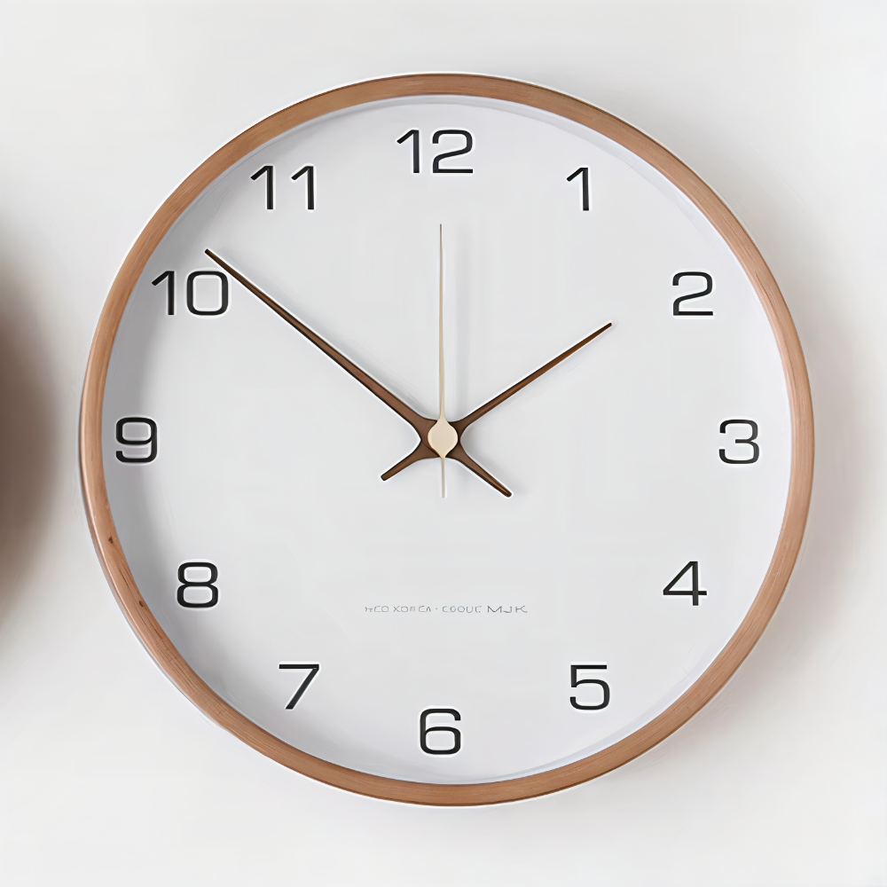 TimberOrb – Orologio da Parete Rotondo in Legno con Meccanismo Quarzo Silenzioso