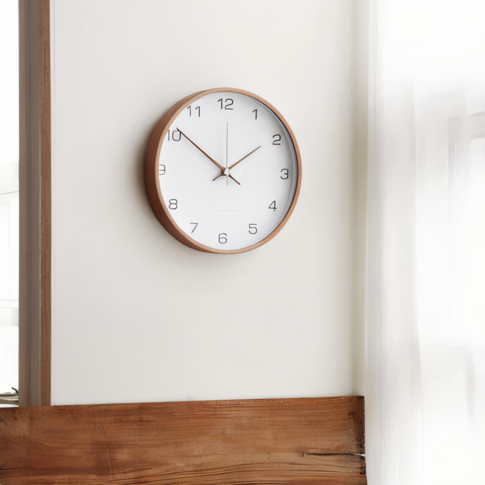 TimberOrb – Orologio da Parete Rotondo in Legno con Meccanismo Quarzo Silenzioso