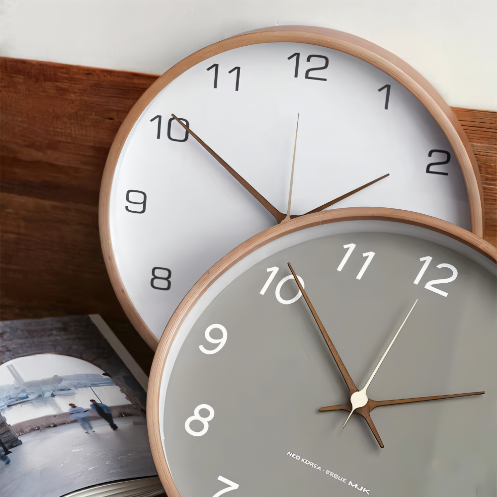 TimberOrb – Orologio da Parete Rotondo in Legno con Meccanismo Quarzo Silenzioso