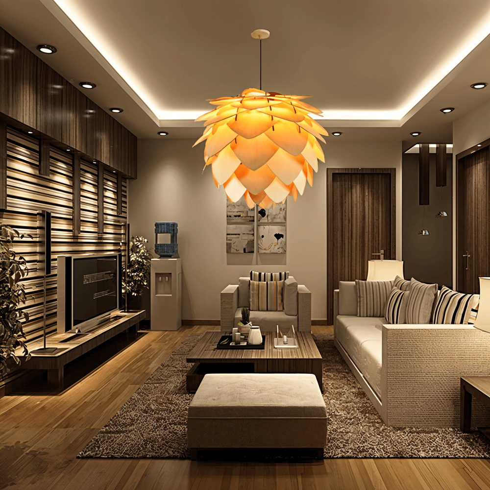 PineGlow – Lampada a sospensione rustica in legno fatta a mano