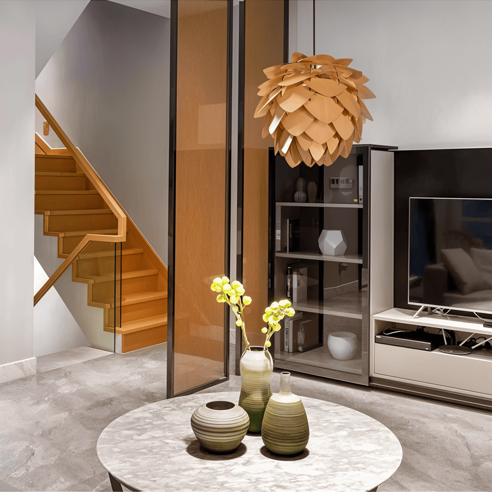 PineGlow – Lampada a sospensione rustica in legno fatta a mano