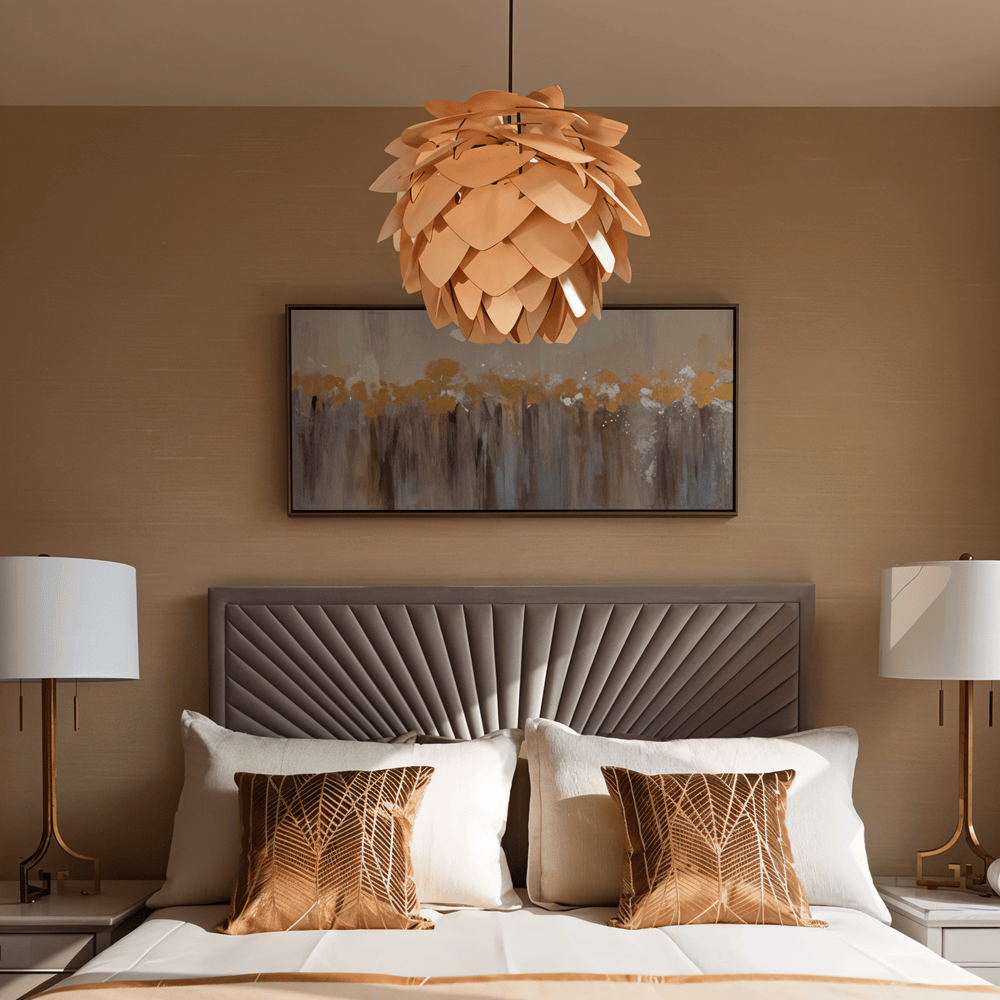 PineGlow – Lampada a sospensione rustica in legno fatta a mano