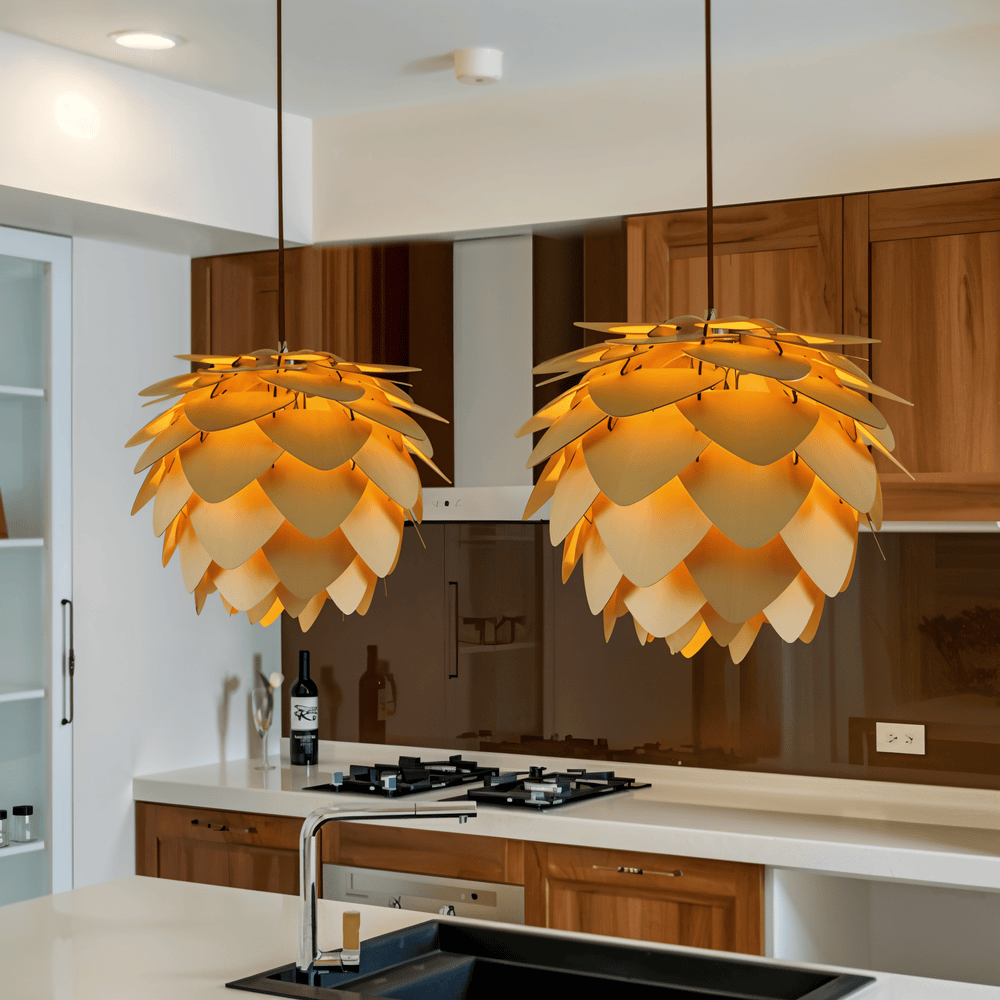 PineGlow – Lampada a sospensione rustica in legno fatta a mano