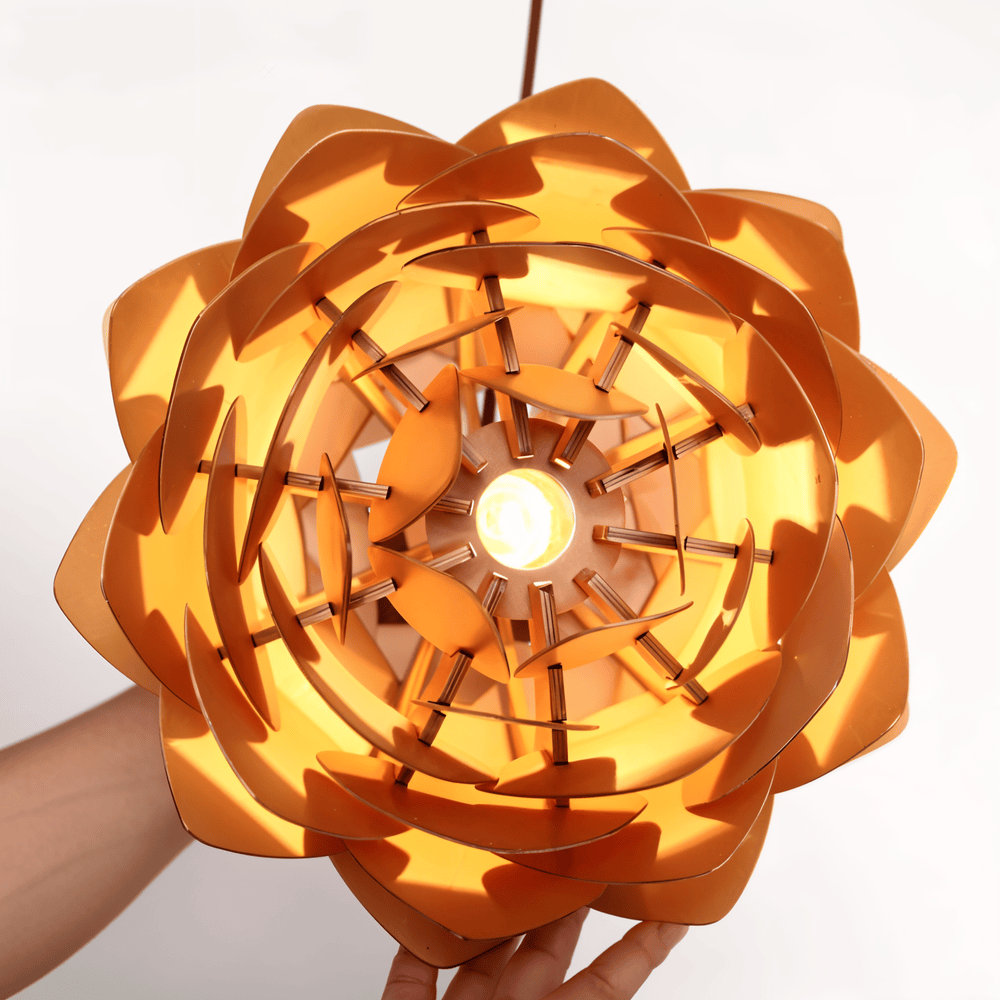 PineGlow – Lampada a sospensione rustica in legno fatta a mano