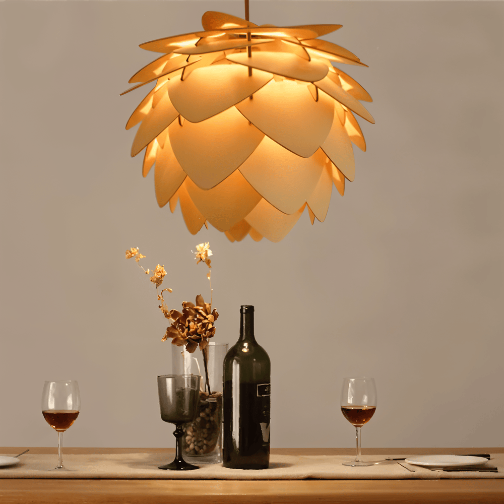 PineGlow – Lampada a sospensione rustica in legno fatta a mano
