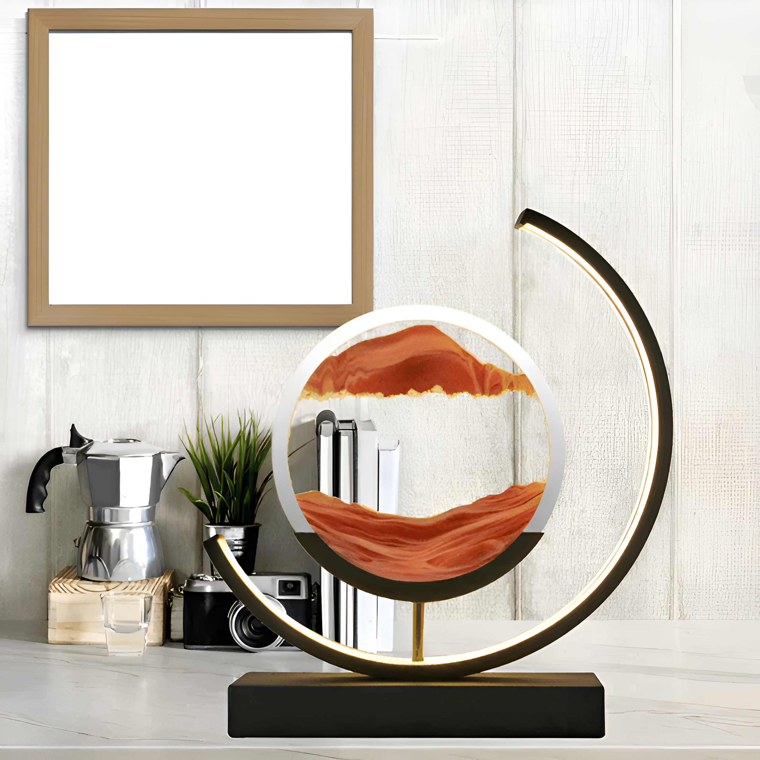 Sand Glow – Lampada di sabbia con app e telecomando – LED dimmerabile con 3 colori di luce