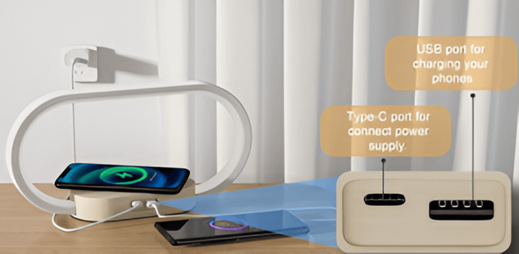 SmartiOne – Lampada Notturna Multifunzionale con Caricatore Wireless e Orologio Digitale