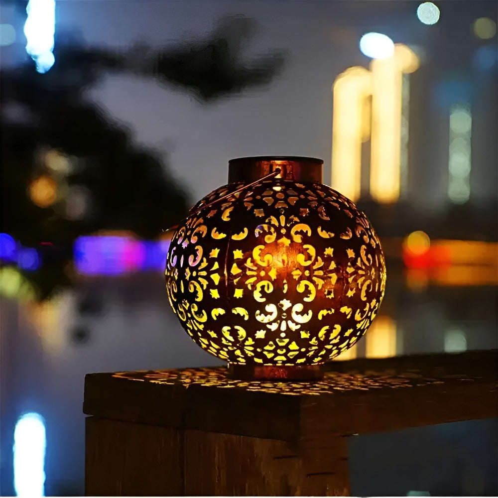 SunAura Vintage Lampada Solare – Lanterna Solare in Metallo Appesa