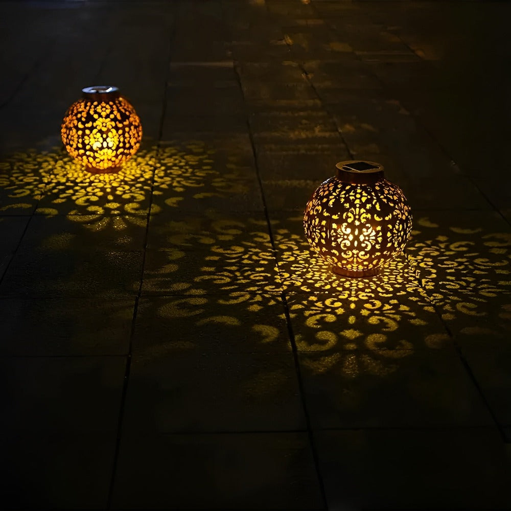 SunAura Vintage Lampada Solare – Lanterna Solare in Metallo Appesa