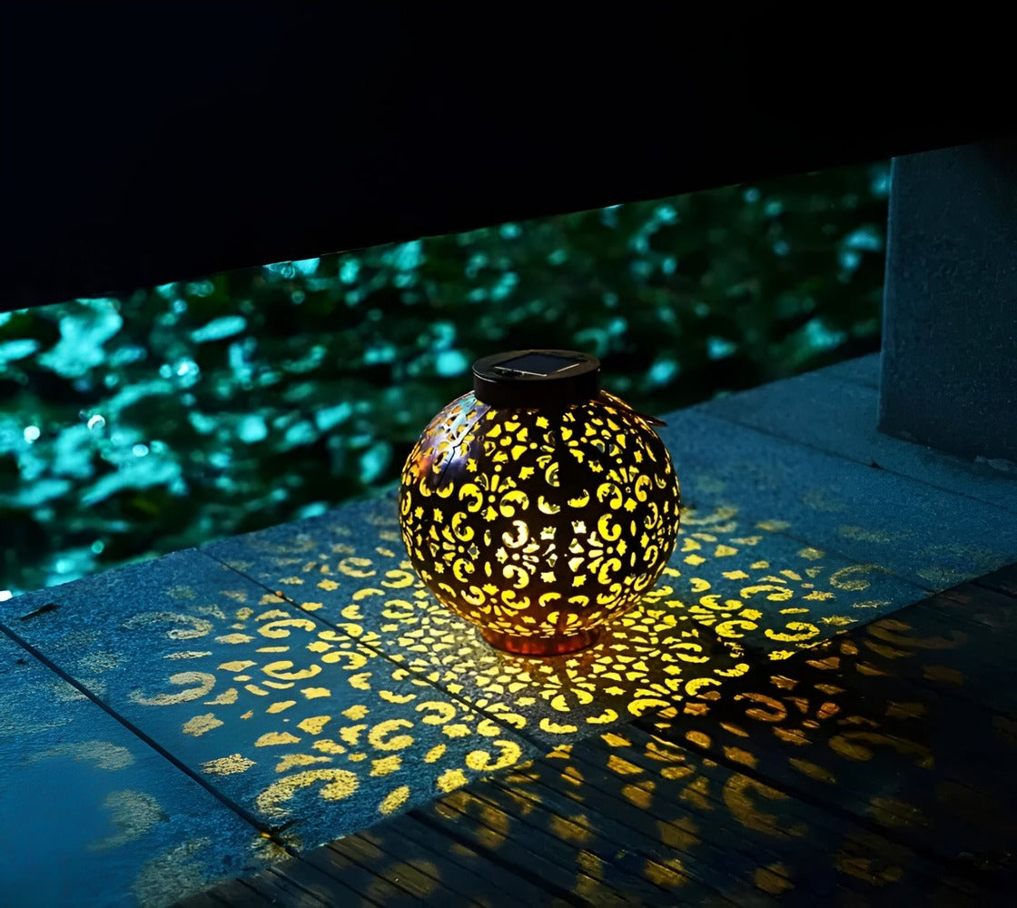 SunAura Vintage Lampada Solare – Lanterna Solare in Metallo Appesa