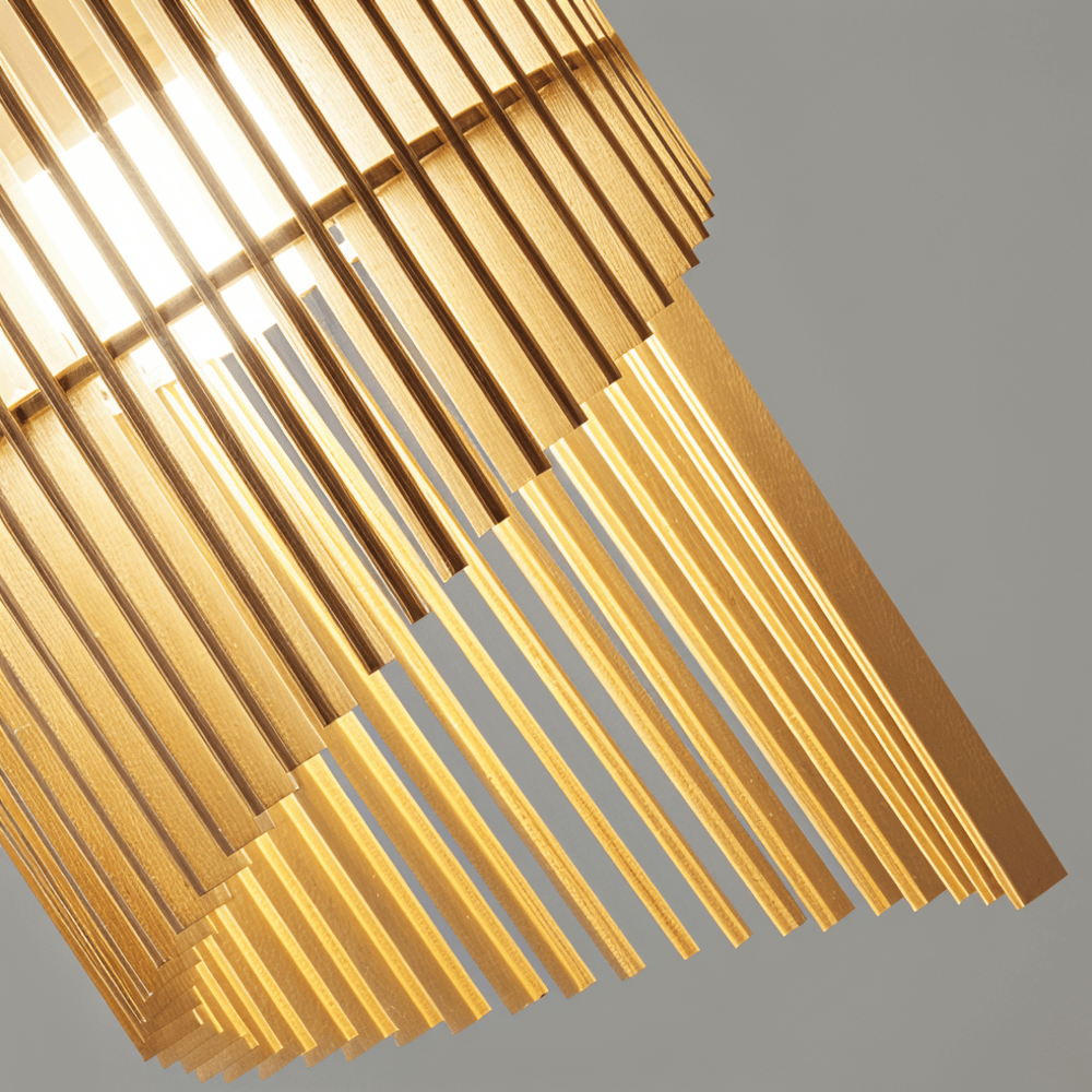 SpiraWood – Lampada da Soffitto Artistica e Cilindrica in Legno