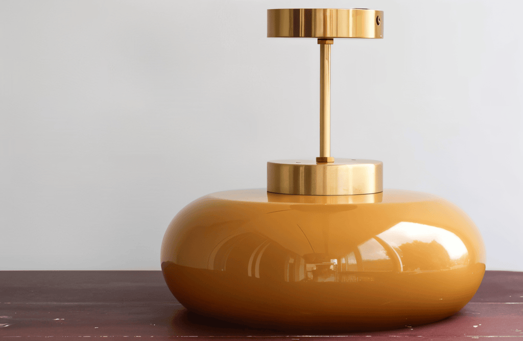 AmberGleam – Lampada da soffitto vintage gialla classica in vetro e ottone